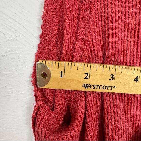 Free People Pink Waffle Knit Sleeveless Top Womens S Cropped Boxy Fit Boho Shirt - Picture 4 of 8